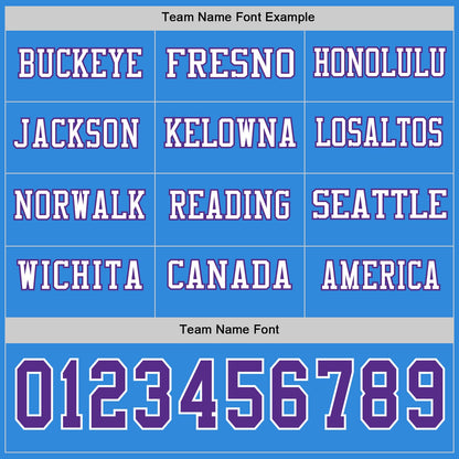 Custom Powder Blue Purple-White Long Sleeve Authentic Football Jersey