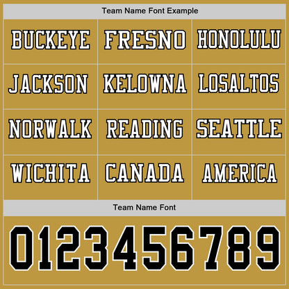 Custom Old Gold Black-White Long Sleeve Authentic Football Jersey