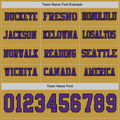 Custom Old Gold Purple-Black Long Sleeve Authentic Football Jersey