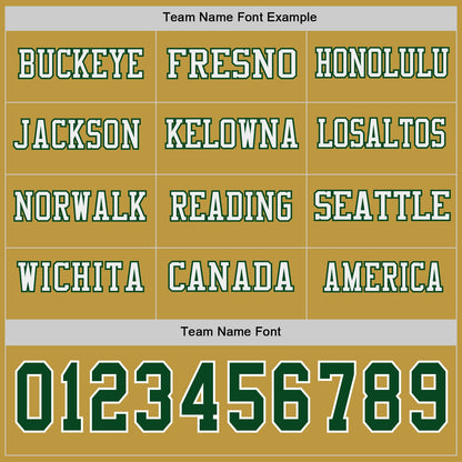 Custom Old Gold Green-White Long Sleeve Authentic Football Jersey