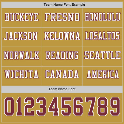 Custom Old Gold Burgundy-White Long Sleeve Authentic Football Jersey
