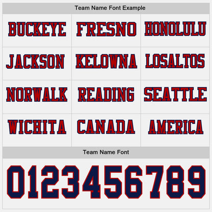 Custom White Navy-Red Long Sleeve Authentic Football Jersey