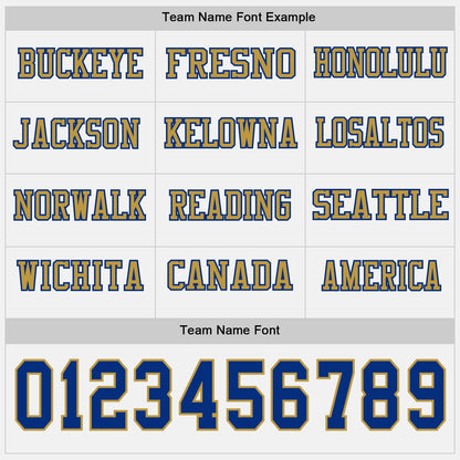 Custom White Royal-Old Gold Long Sleeve Authentic Football Jersey