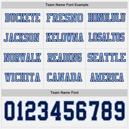 Custom White Navy-Light Blue Long Sleeve Authentic Football Jersey