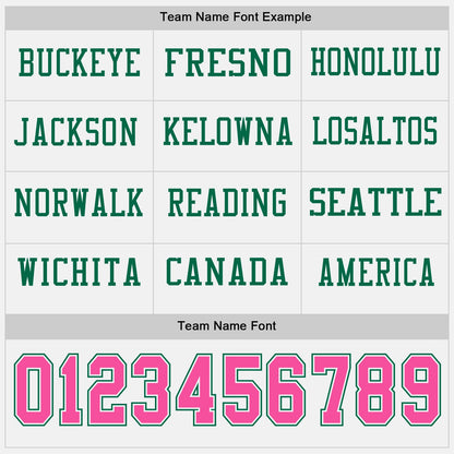 Custom White Pink-Kelly Green Long Sleeve Authentic Football Jersey