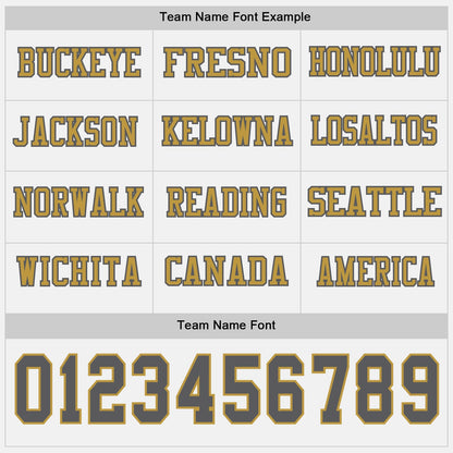 Custom White Steel Gray-Old Gold Long Sleeve Authentic Football Jersey