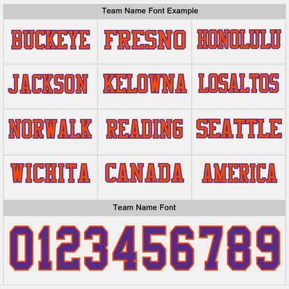 Custom White Purple-Orange Long Sleeve Authentic Football Jersey