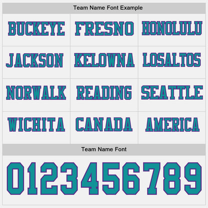Custom White Teal-Purple Long Sleeve Authentic Football Jersey