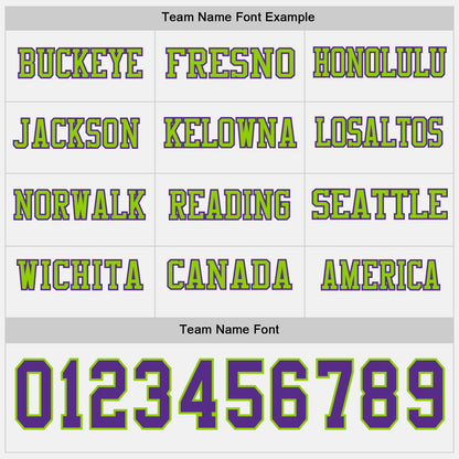 Custom White Purple-Neon Green Long Sleeve Authentic Football Jersey