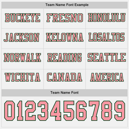 Custom White Medium Pink-Green Long Sleeve Authentic Football Jersey