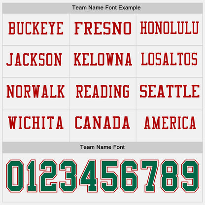 Custom White Kelly Green-Red Long Sleeve Authentic Football Jersey