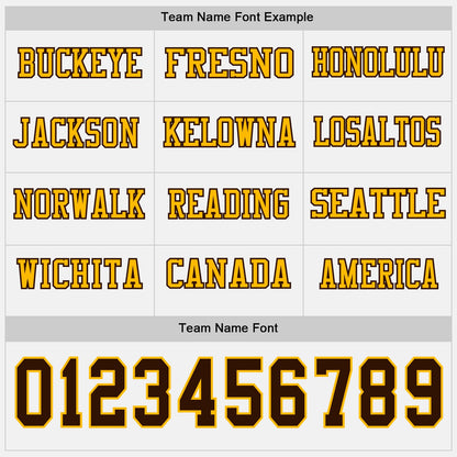 Custom White Brown-Gold Long Sleeve Authentic Football Jersey