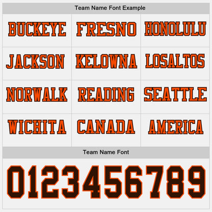 Custom White Brown-Orange Long Sleeve Authentic Football Jersey