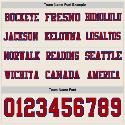 Custom Cream Red-Royal Long Sleeve Authentic Football Jersey
