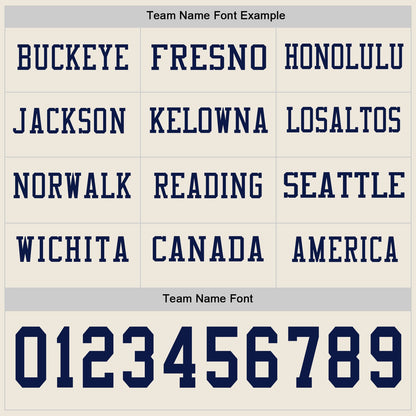 Custom Cream Navy Long Sleeve Authentic Football Jersey