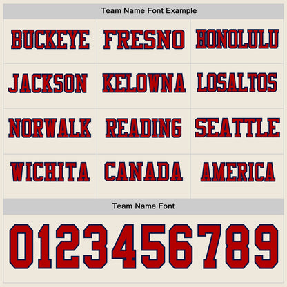 Custom Cream Red-Navy Long Sleeve Authentic Football Jersey