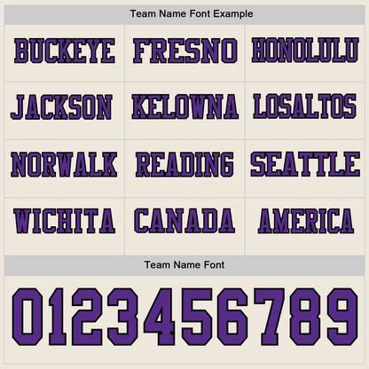 Custom Cream Purple-Black Long Sleeve Authentic Football Jersey