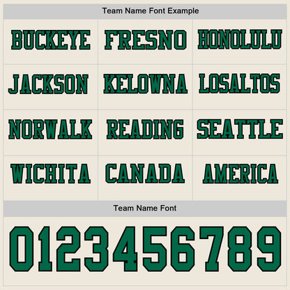 Custom Cream Kelly Green-Black Long Sleeve Authentic Football Jersey