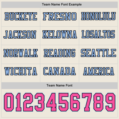 Custom Cream Pink Black-Light Blue Long Sleeve Authentic Football Jersey