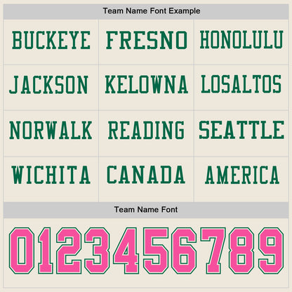 Custom Cream Pink-Kelly Green Long Sleeve Authentic Football Jersey
