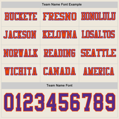Custom Cream Purple-Orange Long Sleeve Authentic Football Jersey