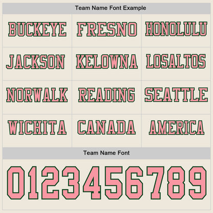 Custom Cream Medium Pink-Green Long Sleeve Authentic Football Jersey