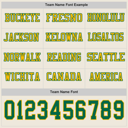 Custom Cream Kelly Green-Gold Long Sleeve Authentic Football Jersey