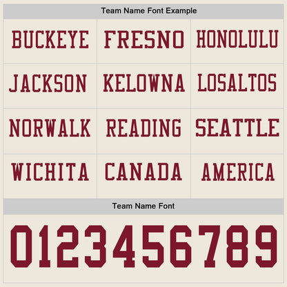 Custom Cream Crimson Long Sleeve Authentic Football Jersey