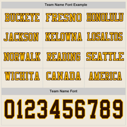 Custom Cream Brown-Gold Long Sleeve Authentic Football Jersey