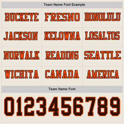 Custom Cream Brown-Orange Long Sleeve Authentic Football Jersey