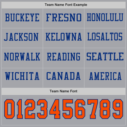 Custom Gray Orange-Royal Long Sleeve Authentic Football Jersey