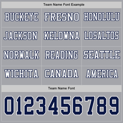 Custom Gray Navy-White Long Sleeve Authentic Football Jersey