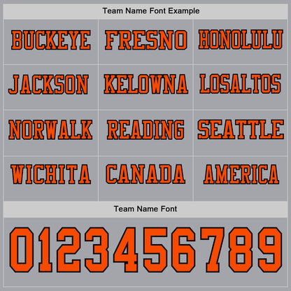 Custom Gray Orange-Black Long Sleeve Authentic Football Jersey