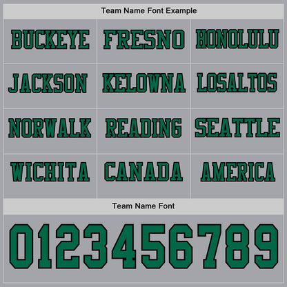 Custom Gray Kelly Green-Black Long Sleeve Authentic Football Jersey