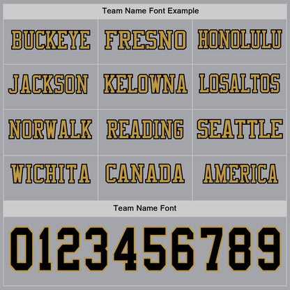 Custom Gray Black-Old Gold Long Sleeve Authentic Football Jersey