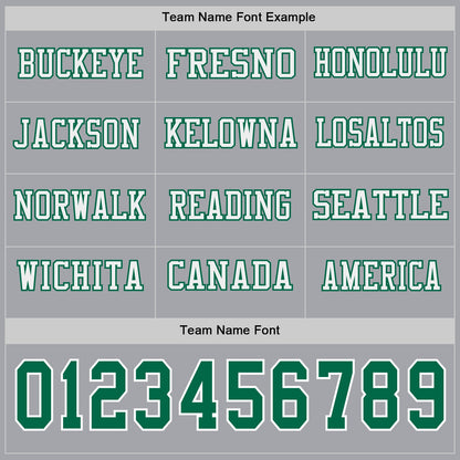 Custom Gray Kelly Green-White Long Sleeve Authentic Football Jersey