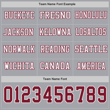 Custom Gray Crimson-White Long Sleeve Authentic Football Jersey