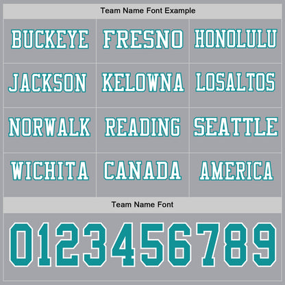 Custom Gray Teal-White Long Sleeve Authentic Football Jersey