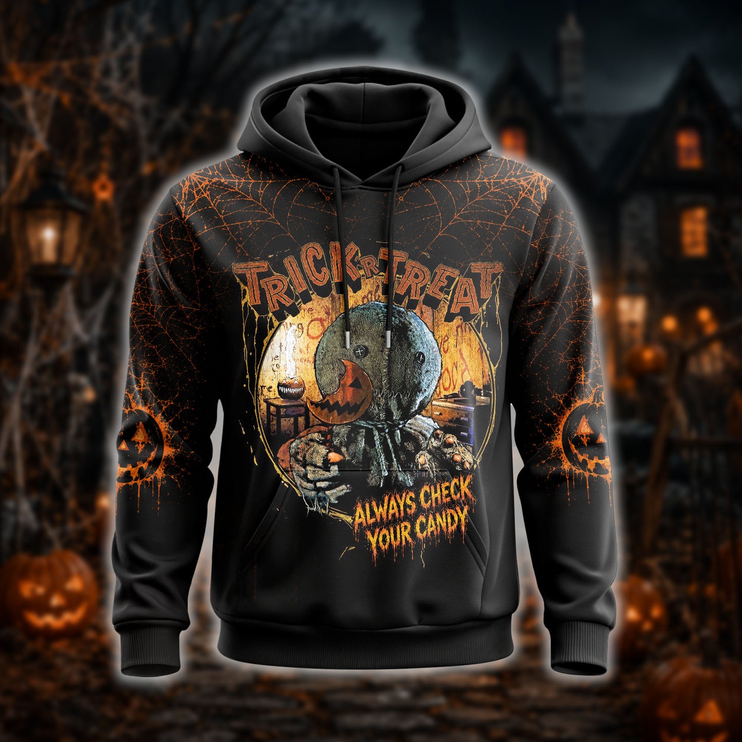 Halloween Trick or Treat Horror Graphic Shirt — Always Check Your Candy T-Shirt — Sweatshirt — Hoodi - Custom Fan Apparel Image 5