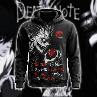 Dark Anime Reaper Graphic Shirt — Gothic Apple Horror T-Shirt — Sweatshirt — Hoodie & Zip Hoodie — S - Custom Fan Apparel Image 5