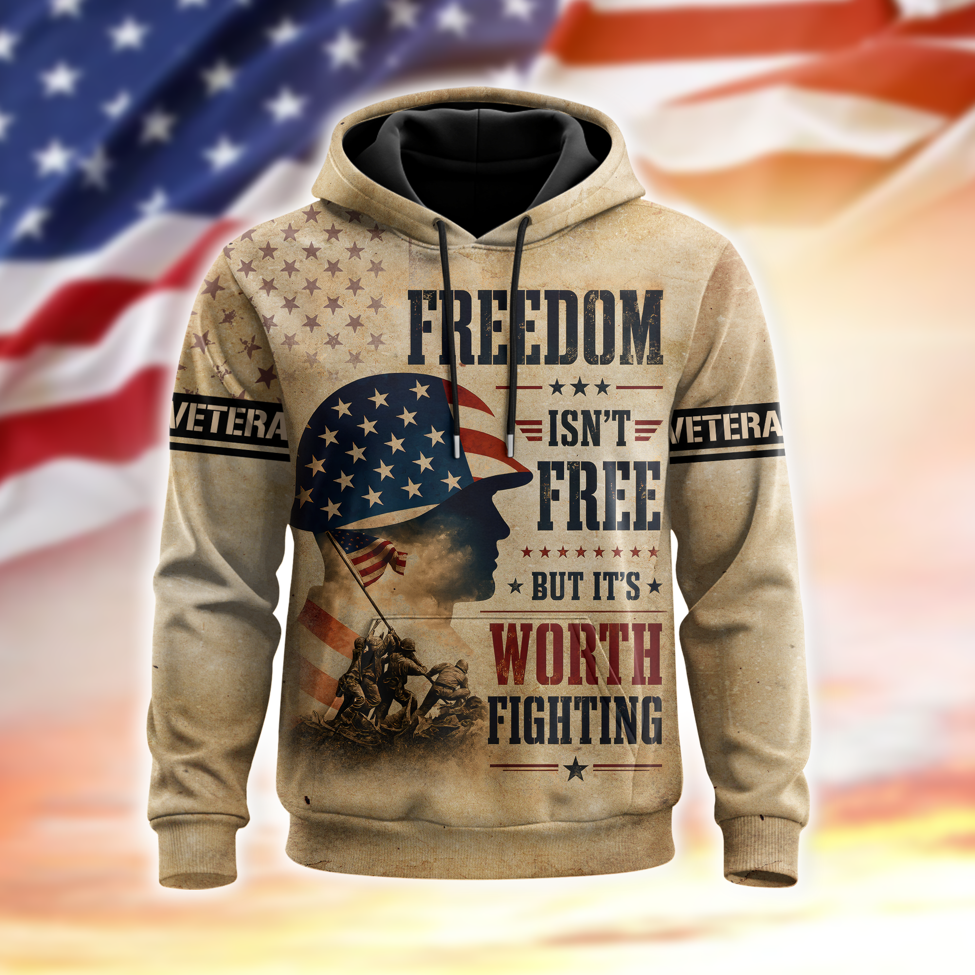 American Veteran Faith Shirt — Jesus Christ Veteran Graphic T-Shirt — Sweatshirt — Hoodie & Zip Hood - Custom Fan Apparel Image 1