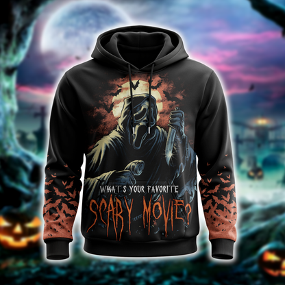 Halloween Ghost Mask Horror Shirt — Scary Movie Graphic T-Shirt — Sweatshirt — Hoodie & Zip Hoodie — - Custom Fan Apparel Image 2