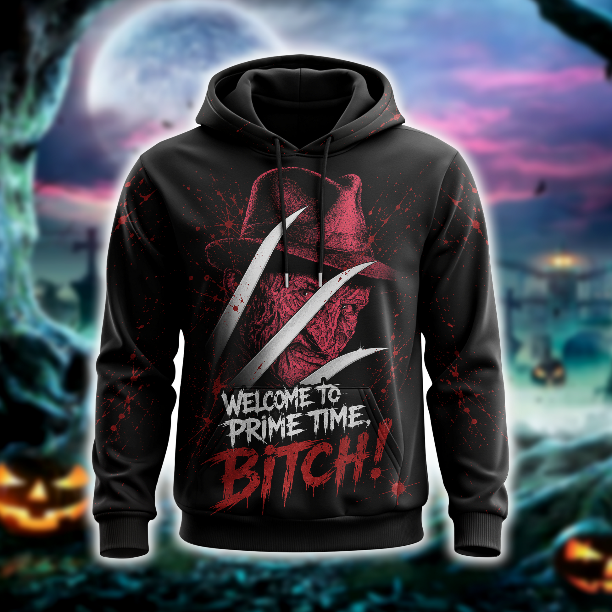 Nightmare Slasher Horror Shirt — Prime Time Scary Movie T-Shirt — Sweatshirt — Hoodie & Zip Hoodie — - Custom Fan Apparel Image 5