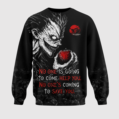 Dark Anime Reaper Graphic Shirt — Gothic Apple Horror T-Shirt — Sweatshirt — Hoodie & Zip Hoodie — S - Custom Fan Apparel Image 2