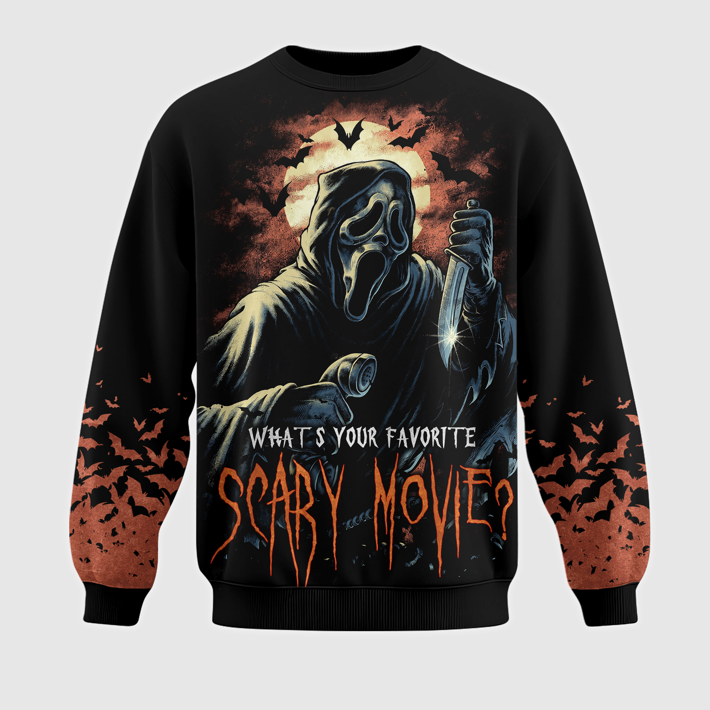 Halloween Ghost Mask Horror Shirt — Scary Movie Graphic T-Shirt — Sweatshirt — Hoodie & Zip Hoodie — - Custom Fan Apparel Image 3
