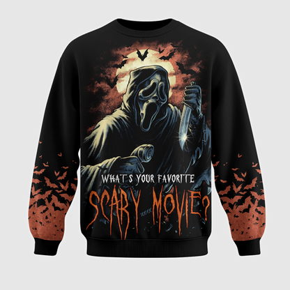 Halloween Ghost Mask Horror Shirt — Scary Movie Graphic T-Shirt — Sweatshirt — Hoodie & Zip Hoodie — - Custom Fan Apparel Image 3
