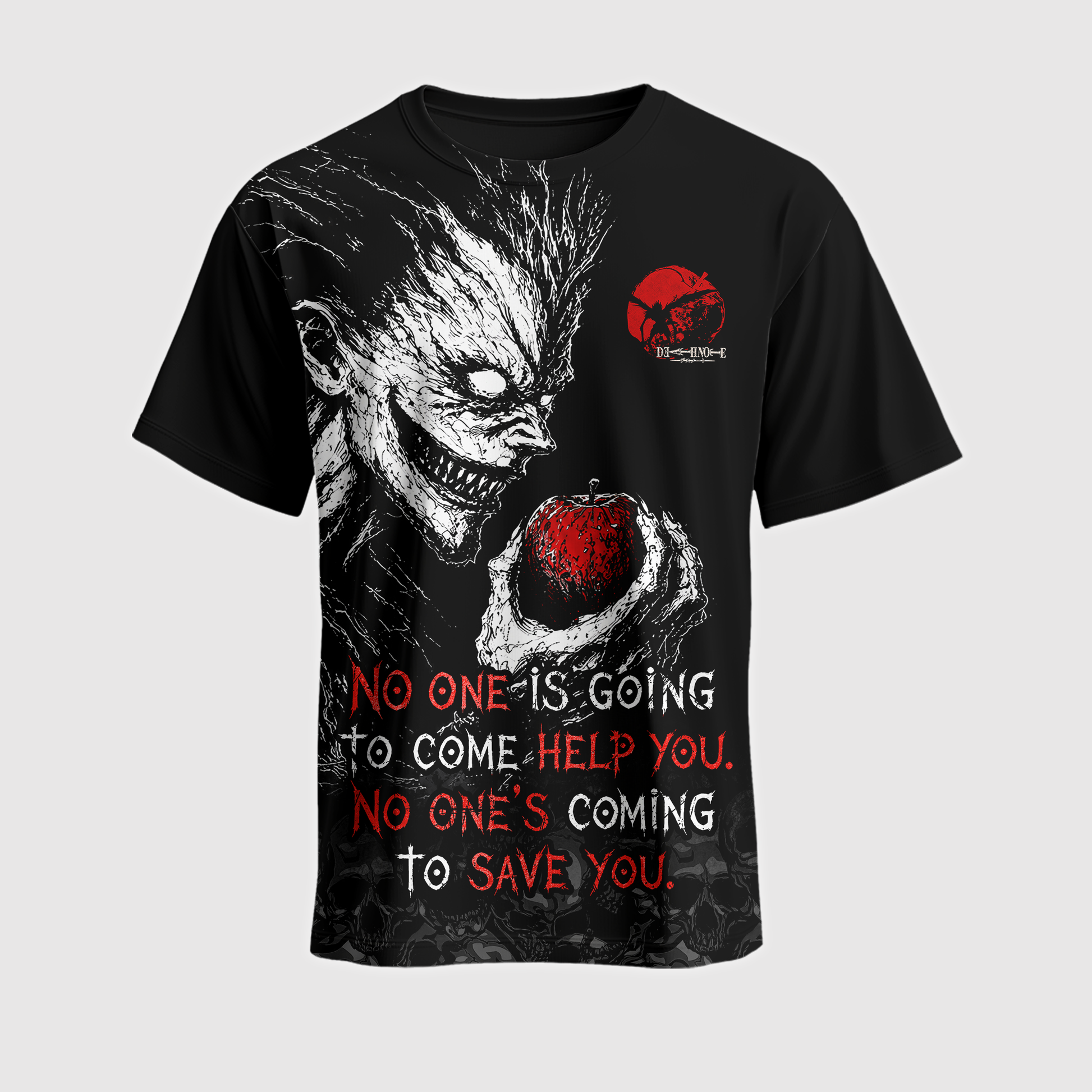 Dark Anime Reaper Graphic Shirt — Gothic Apple Horror T-Shirt — Sweatshirt — Hoodie & Zip Hoodie — S - Custom Fan Apparel Image 1