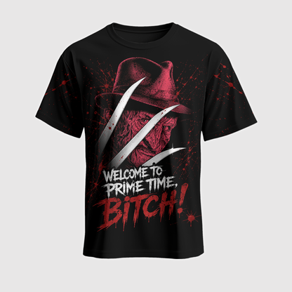 Nightmare Slasher Horror Shirt — Prime Time Scary Movie T-Shirt — Sweatshirt — Hoodie & Zip Hoodie — - Custom Fan Apparel Image 1