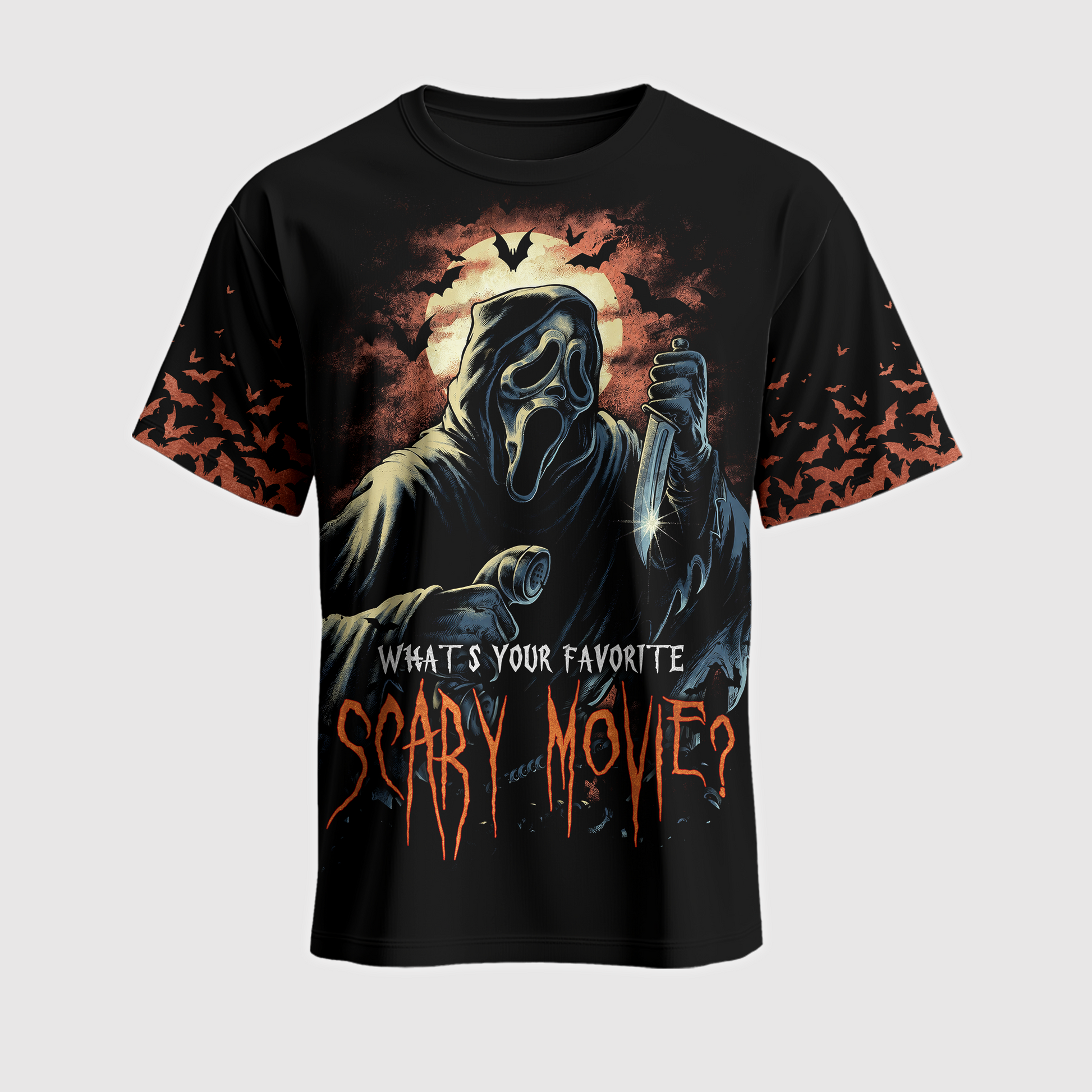Halloween Ghost Mask Horror Shirt — Scary Movie Graphic T-Shirt — Sweatshirt — Hoodie & Zip Hoodie — - Custom Fan Apparel Image 1