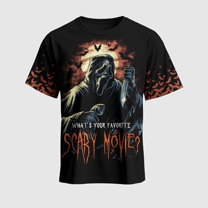 Halloween Ghost Mask Horror Shirt — Scary Movie Graphic T-Shirt — Sweatshirt — Hoodie & Zip Hoodie — - Custom Fan Apparel Image 1
